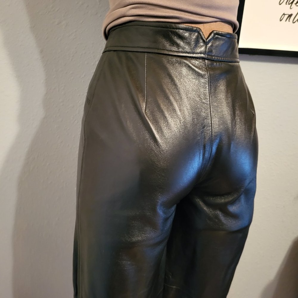 Burberry's Vintage Leather High Waisted Pants - Picture 5 of 16